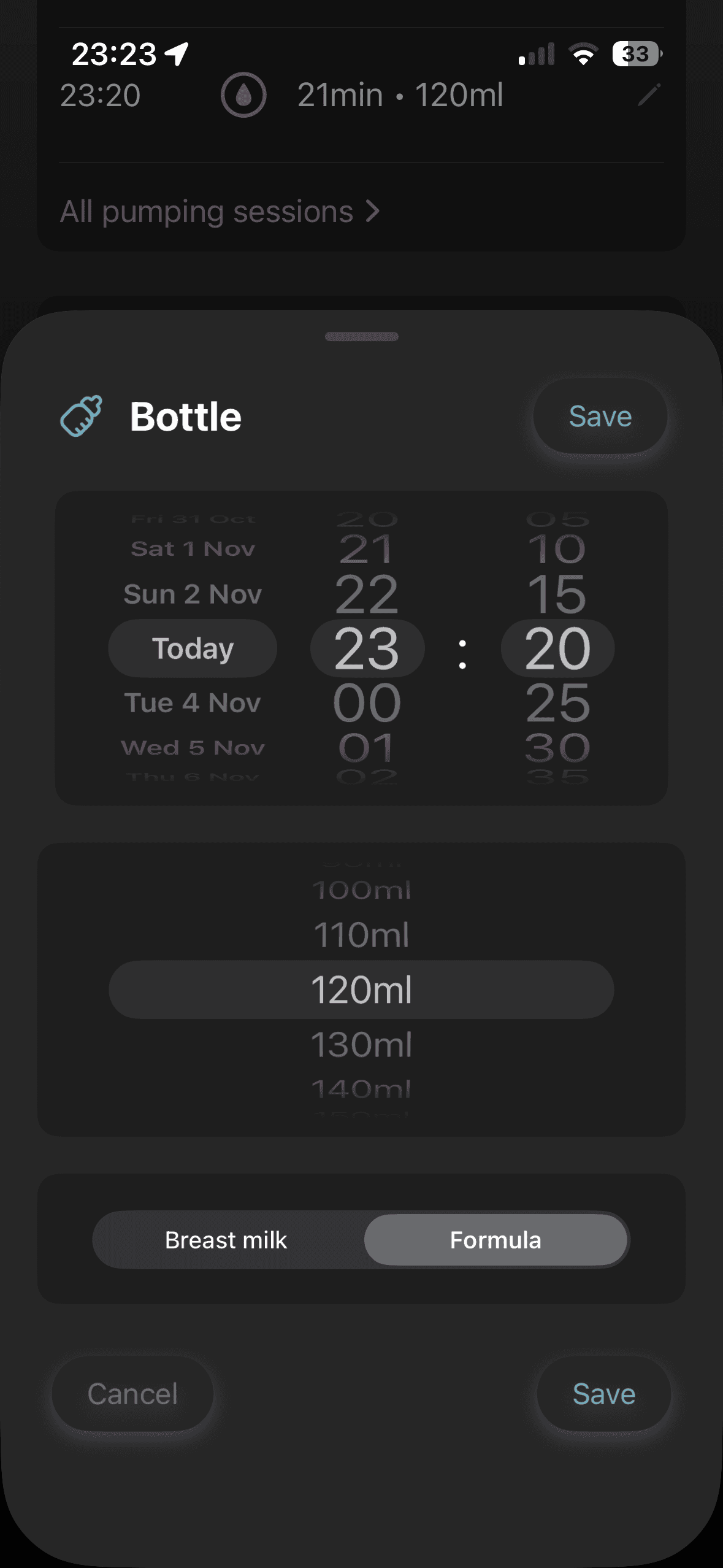 Settings screen showing dark mode toggle and simple interface