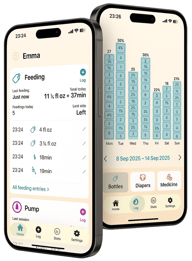 Noora Baby app tracking interface