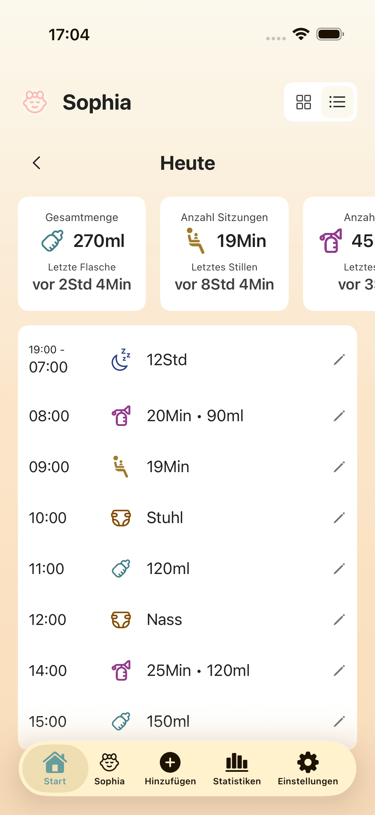 Einstellungsbildschirm mit Dunkelmodus-Umschalter und einfacher Oberfläche